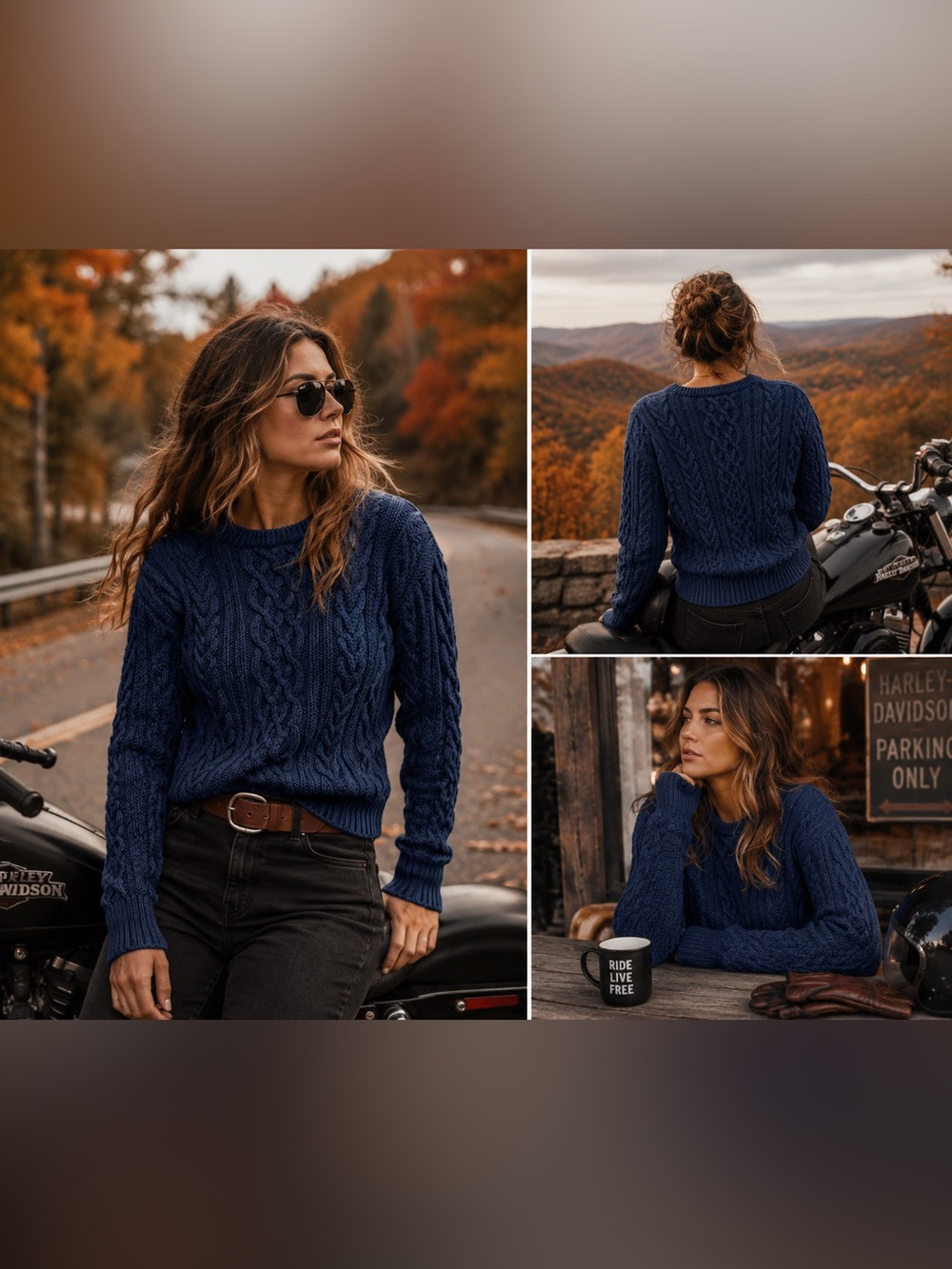 WoolOvers Women’s Small Navy Blue 100% Wool Cable Knit Sweater